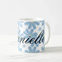 Blue Floral Pattern - Personalized Coffee Mug