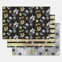 Festive Christmas Faux Gold And Silver Patterns Wrapping Paper Sheets