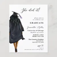 Budget Modern Photo She Did It Graduation Invite