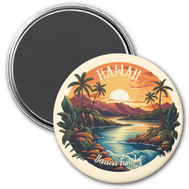 Vintage Hawaii Tropical Beach Travel Fridge Magnet