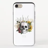 Rustic Gothic Floral Skull Monogram iPhone 8/7 Slider Case