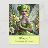 Beautiful August Fairy in Gladioli Postcard