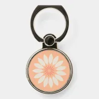 Stylized Cream Flower on Peach Phone Ring Stand