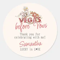 Vegas Before Vows Casino Lucky Modern Bachelorette Classic Round Sticker