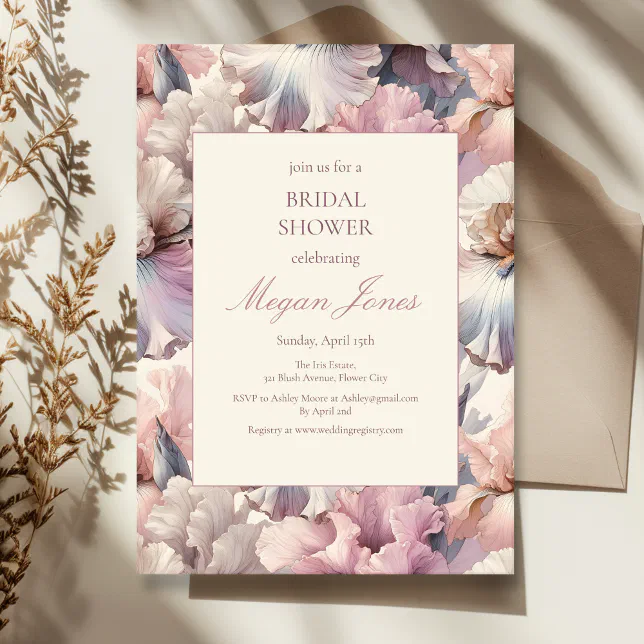 Elegant Soft Blush Floral Modern Bridal Shower Invitation