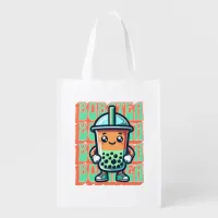 Boba Bubble Tea Kawaii Cute Cartoon Grocery Bag