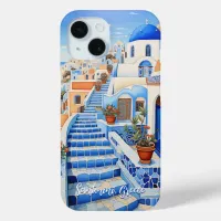 Santorini Island Illustration | Travel Art iPhone 15 Case