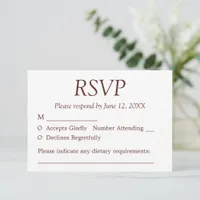 Minimalist Dark Cinnamon Wedding RSVP Card