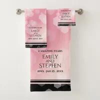 Elegant 2nd Rose Quartz Wedding Anniversary Bath Towel Set