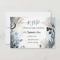 Ethereal Delicate Watercolor Serene Foliage   RSVP Card