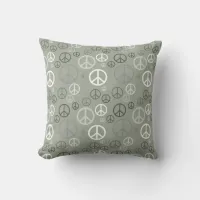 Scattered Peace Signs Grey SPST Throw Pillow