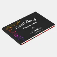 Floral Vines in Neon Black Background Guest Book