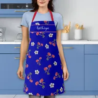 Summer Cherries Red White Blue Kitschy  Apron