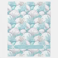 Coastal Seashell & Coral Pattern#3 ID1009 Fleece Blanket