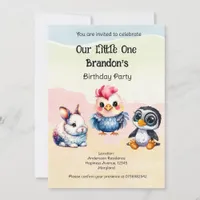 Wild One Happy Fun Woodland Animals Watercolor Invitation