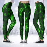 Deep Green & Bright Snowflakes Leggings