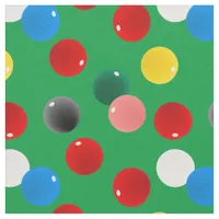 Billiards Snooker Pool Balls Pattern on Green Fabric