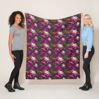 Hummingbird Pattern Pink Purple Tropical Print Fleece Blanket