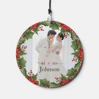 First Christmas Mr & Mrs Wedding Photo and Name Wind Chime