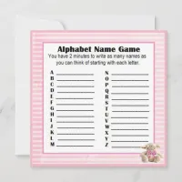 Baby Shower Alphabet Name & Bingo Game Pink Lamb Invitation