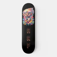 *~* Sweet Troll AP89 Neon Black Initials Flower Skateboard