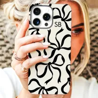 Ivory And Black Bow Monogram iPhone 16 Pro Max Case