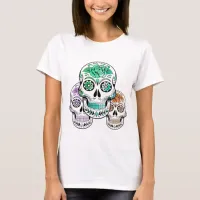 Colorful Spooky Sugar Skulls Halloween T-Shirt