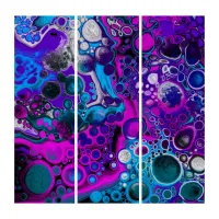 Purple, Blue Modern Abstract Fluid Art Marble Cell