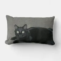 pillow - Black Cat on Carpet