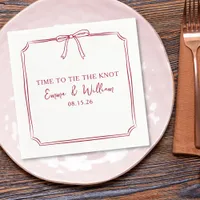 "Tie The Knot" Bow Burgundy Maroon Custom Wedding Napkins