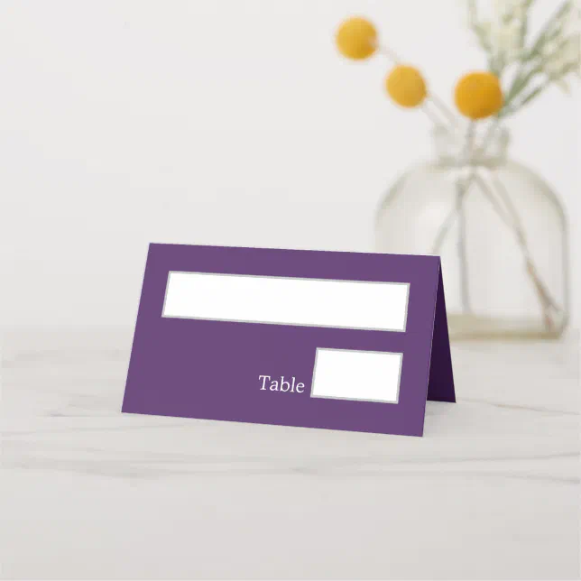 Dark Purple Wedding Folded Place Card