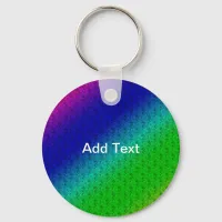 Diag Rainbow Gradient Floral Pattern Blue Green Keychain