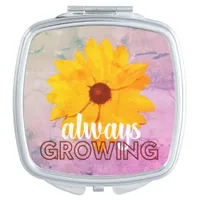 Sunflower Positive Affirmation Vintage Pink Compact Mirror