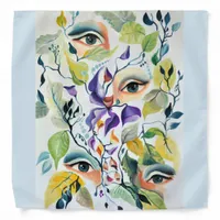 Handpainted Elegant Feminine Eyes Colorful Leaves  Bandana