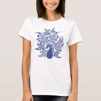 Bohemian Style Blue Peacock Art Print T-Shirt