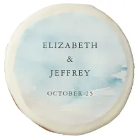 Rustic Watercolor Ocean Sea Summer Beach Wedding Sugar Cookie