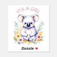 Koala Bear Themed It's a Girl Baby Shower Sticker