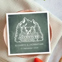 Mountain Adventure Begins Green Chalkboard Wedding Napkins