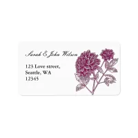 pink dahlia wedding ,return address label