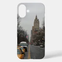 Grey New York City Street with Yellow Cab iPhone 16 Plus Case