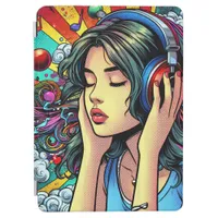 Girl Listening to Music on Headphones Psychedelic iPad Air Cover