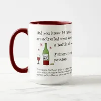 Fitness Is My Passion Funny Wine Quote Mug