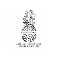 Elegant Modern Pineapple Family Name Address Rubber Stamp