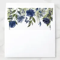 Navy Blue Wildflowers Wedding Envelope Liner