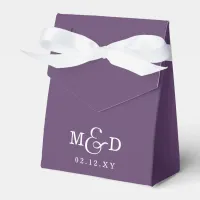 Purple Classic Modern Monogram Wedding Favor Boxes