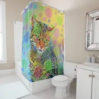 Cute kitten - abstract - colorful painting shower curtain