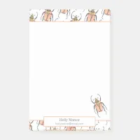 Pink Beetles Notepad with Contact Information