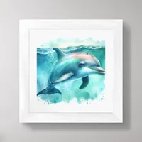 Coastal Beach Under the Sea Dolphin Ocean  Framed Art