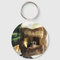 Sugar Glider in Furry Tree Truck Hanging Bed Keychain