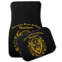 Gold Bison With Floral Design Car Floor Mat